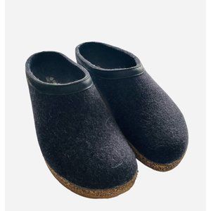 Haflinger GZL Pure New Wool Charcoal Clog Slippers